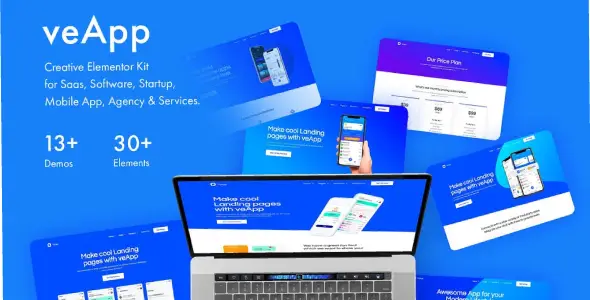 veApp – Mobile App & Startup Elementor Template Kit
