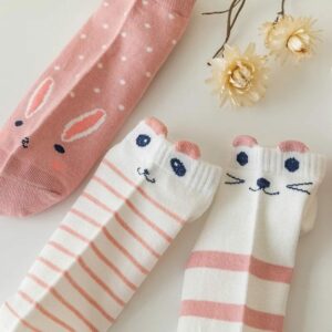 short Tube socks pink slim cat four seasons