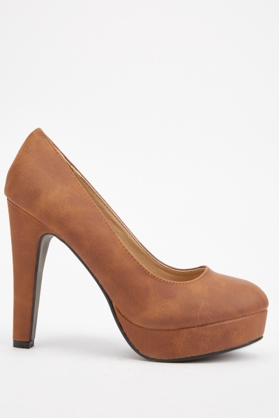 Faux Leather Platform Court Shoes