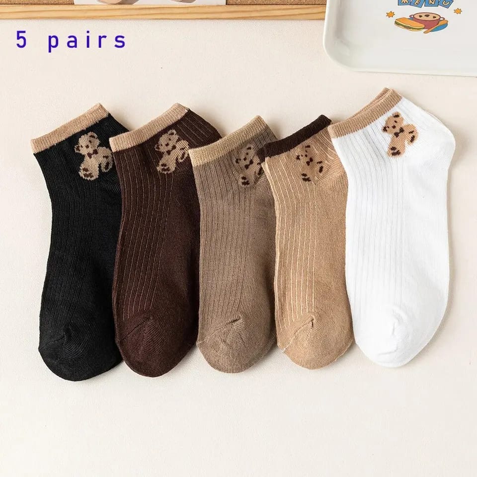 Cute short teddy bear socks