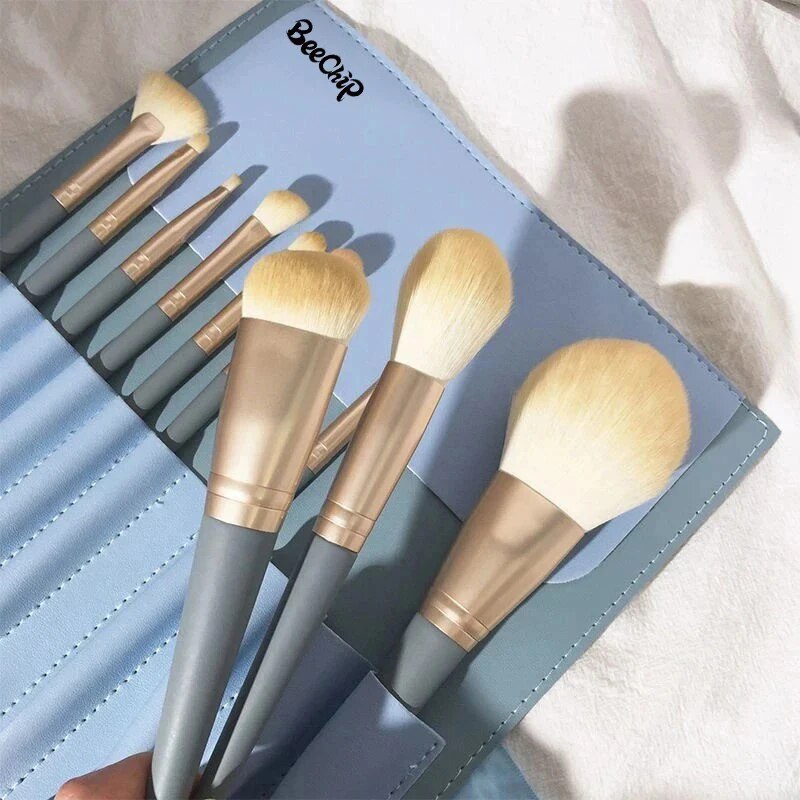 Complete set of make-up brushes with soft bristles