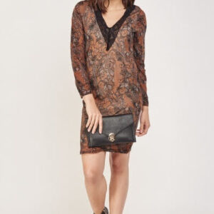 Butterfly Printed Lace Trim Dress