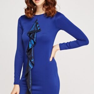 Contrast Flared Bodycon Dress
