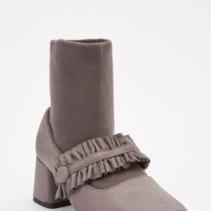 Ruched Sock Overlay Ankle Boots