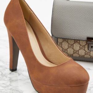 Faux Leather Platform Court Shoes