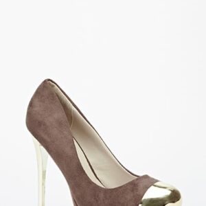 Metal Toe Suedette Heels
