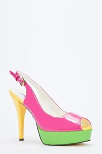 Color Block Slingback Heels details - AFRO-WHITE