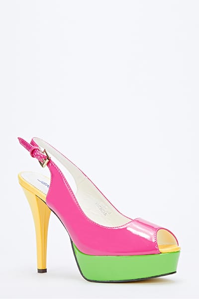 Color Block Slingback Heels details - AFRO-WHITE