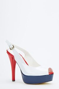 Color Block Slingback Heels details - AFRO-WHITE
