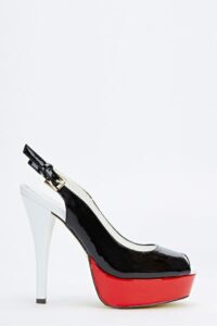 Color Block Slingback Heels details - AFRO-WHITE