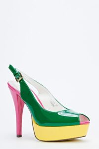 Color Block Slingback Heels details - AFRO-WHITE