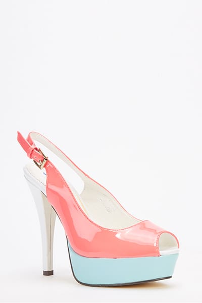Color Block Slingback Heels - Premium Quality at AFRO-WHITE