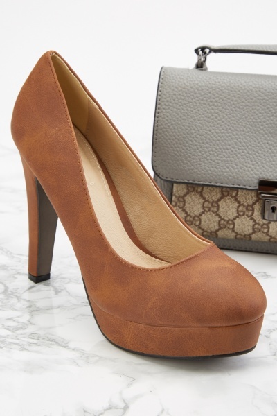 Faux Leather Platform Court Shoes - AFRO-WHITE