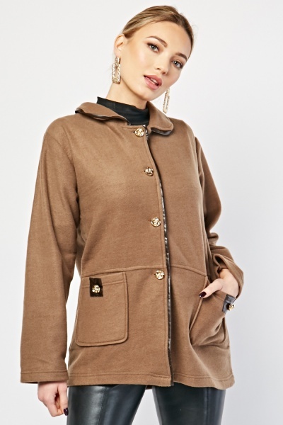 Fleece Casual Zip Jacket - AFRO-WHITE