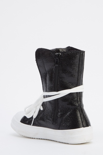 High Top Metallic Sneakers details - AFRO-WHITE