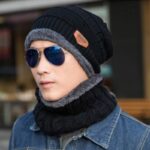 Knit Two-Piece Beanie Hat details - AFRO-WHITE