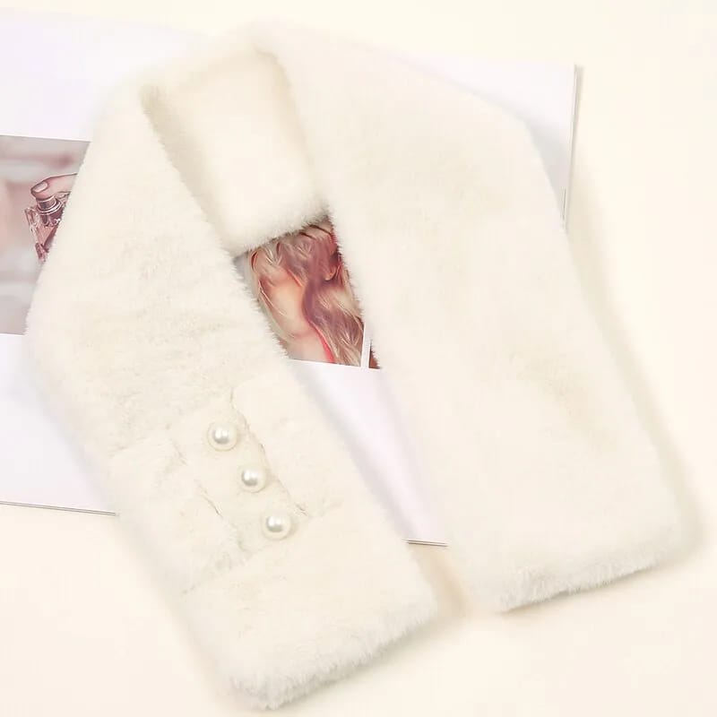 Luxury Rabbit Fur Coat details - AFRO-WHITE