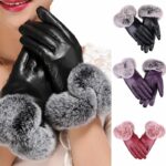 Rabbit Fur Gloves details - AFRO-WHITE