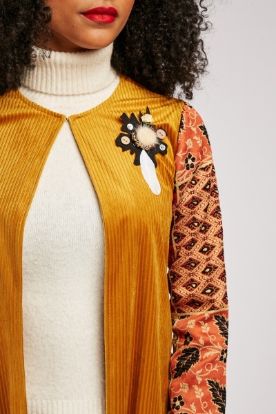 Ribbed Corduroy Casual Jacket Gallery Image - AFRO-WHITE