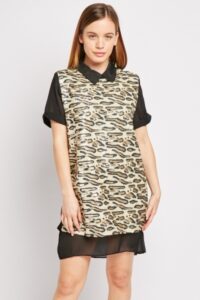Sequin Leopard Print Tunic Dress Gallery Image - AFRO-WHITE