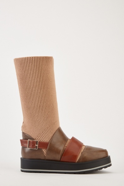 Sock Overlay High Heel Sandals details - AFRO-WHITE
